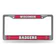NCAA Wisconsin Badgers Chrome Glitter License Plate Frame Fan Gear NCAA Wisconsin Badgers