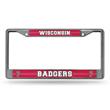 NCAA Wisconsin Badgers Chrome Glitter License Plate Frame Fan Gear NCAA Wisconsin Badgers
