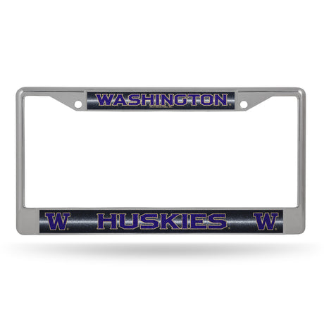 NCAA Washington Huskies License Frame Chrome Glitter Fan Gear NCAA Washington Huskies