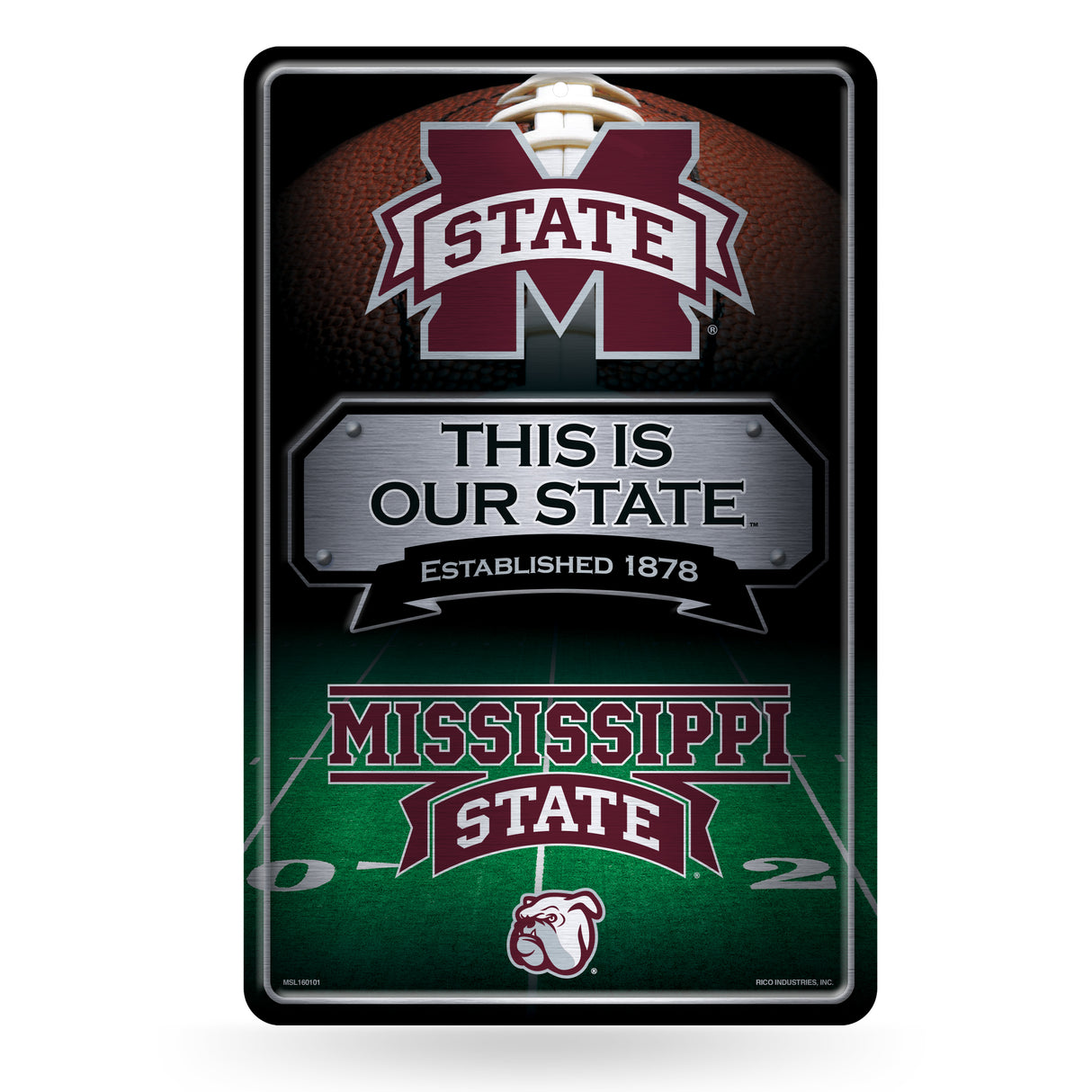 NCAA Mississippi State Bulldogs Large Metal Sign Fan Gear NCAA Mississippi State Bulldogs