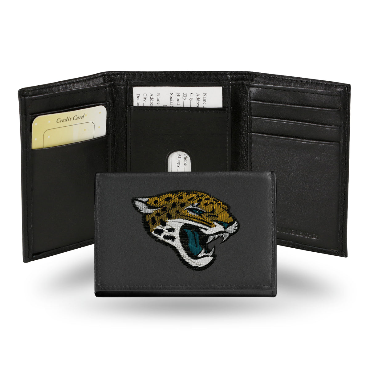 NFL Jacksonville Jaguars Tri-Fold Wallet Embroidered Fan Gear NFL Jacksonville Jaguars