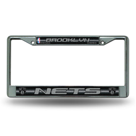 NBA Brooklyn Nets License Frame Chrome Glitter Fan Gear NBA Brooklyn Nets