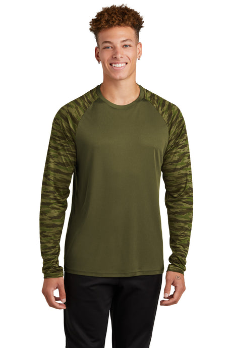 Sport-Tek Men's   Drift Camo Colorblock Long Sleeve Tee ST376LS