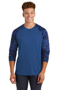 Sport-Tek Men's   Drift Camo Colorblock Long Sleeve Tee ST376LS