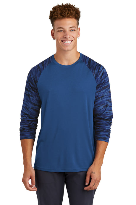 Sport-Tek Men's   Drift Camo Colorblock Long Sleeve Tee ST376LS