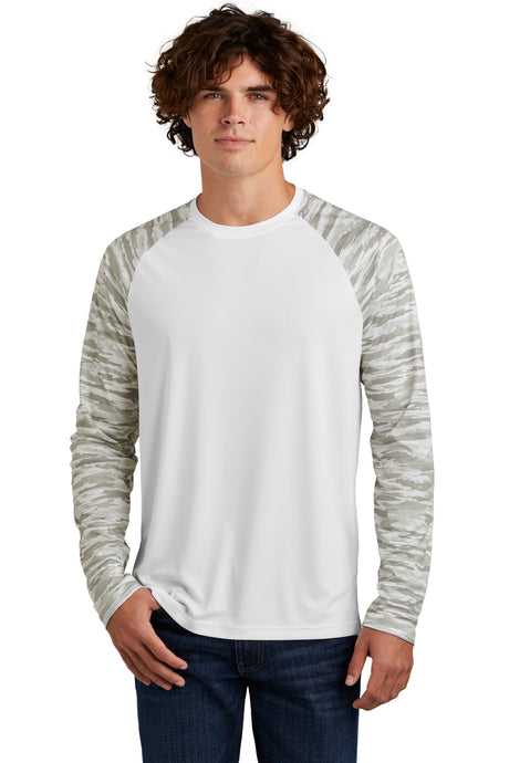 Sport-Tek Men's   Drift Camo Colorblock Long Sleeve Tee ST376LS