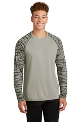 Sport-Tek Men's   Drift Camo Colorblock Long Sleeve Tee ST376LS