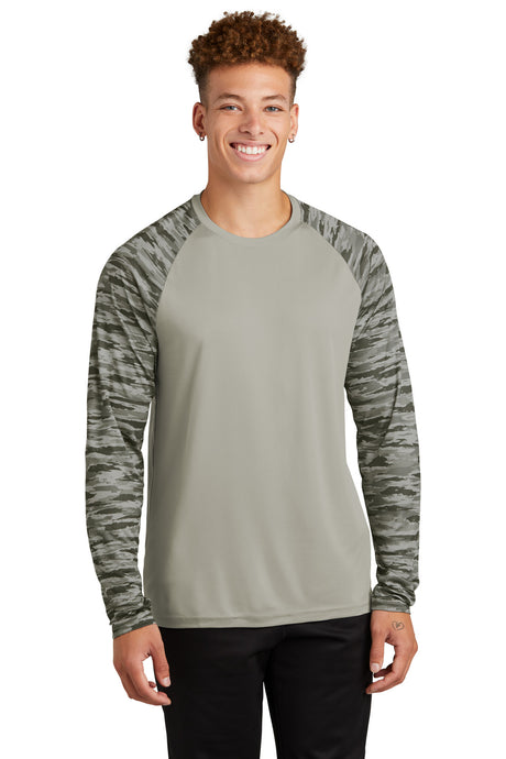 Sport-Tek Men's   Drift Camo Colorblock Long Sleeve Tee ST376LS