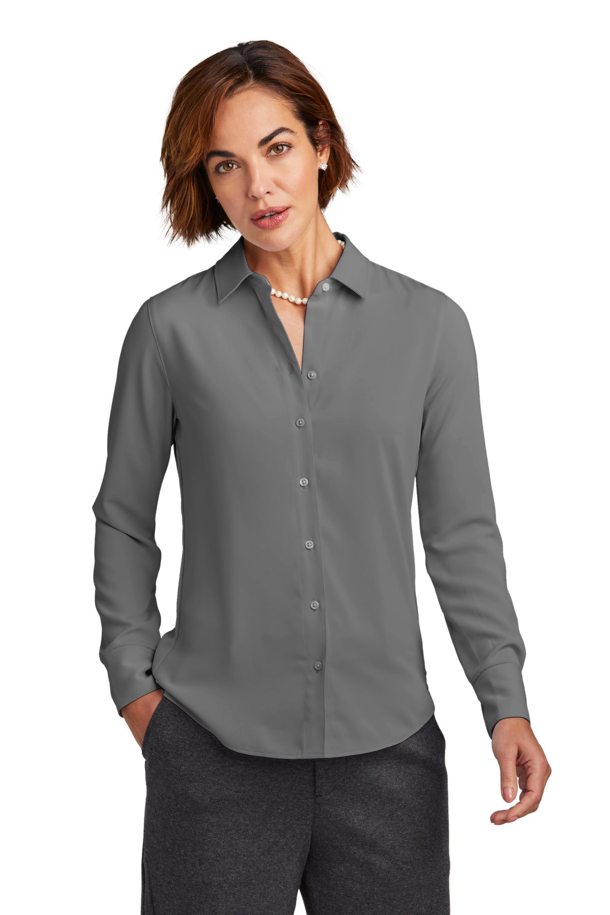 Brooks Brothers Women's Full-Button Satin Blouse. BB18007 Brooks Brothers
