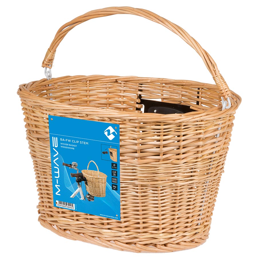 M-Wave BA-FW Clip Stem Wicker Basket Bicycle Accessories Packs/Racks/Baskets