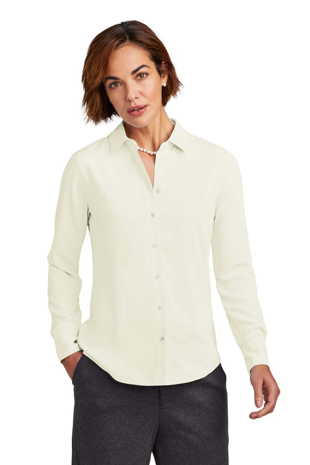 Brooks Brothers Women's Full-Button Satin Blouse. BB18007 Brooks Brothers