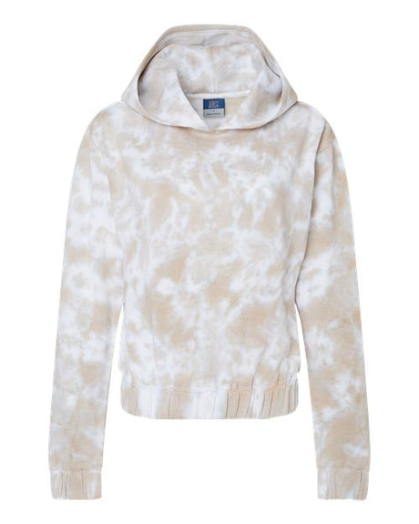 MV Sport Women's Sueded Fleece Tie-Dyed Crop Hooded Sweatshirt MV Sport