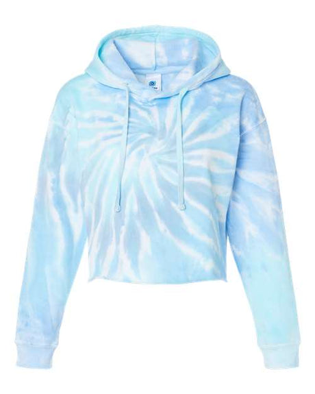 Colortone Women's Tie-Dyed Crop Hooded Sweatshirt Colortone