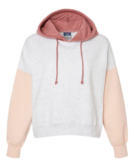 MV Sport Women's Sueded Fleece Colorblocked Crop Hooded Sweatshirt MV Sport