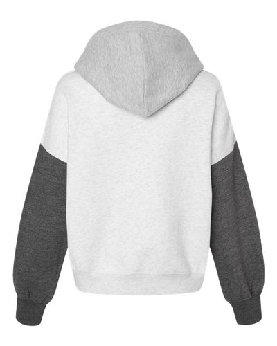 MV Sport Women's Sueded Fleece Colorblocked Crop Hooded Sweatshirt