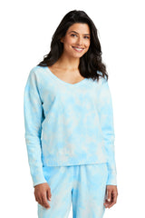 Port & Co Women's   Beach Wash   Cloud Tie-Dye V-Neck Sweatshirt LPC140V