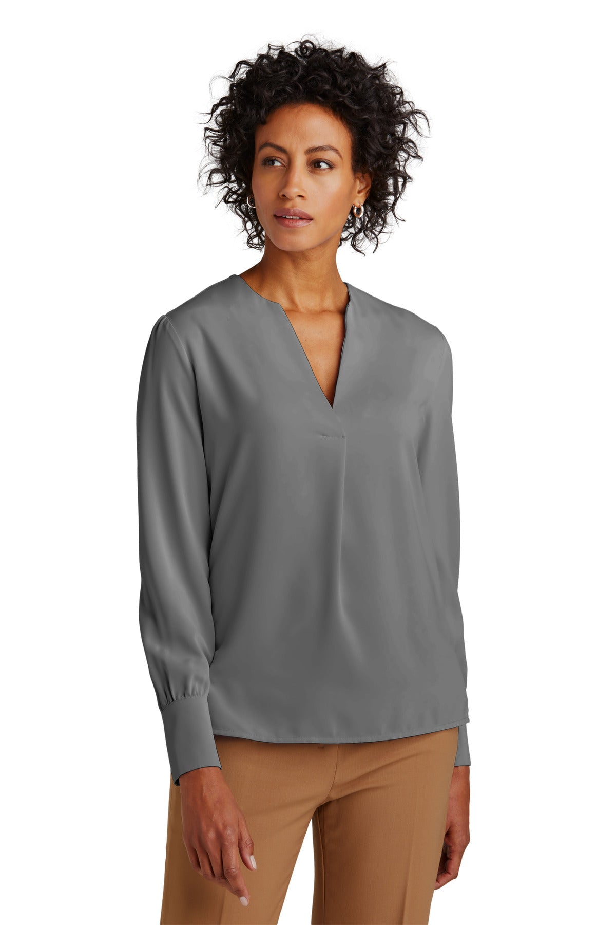 Brooks Brothers Women's Open-Neck Satin Blouse. BB18009 Brooks Brothers