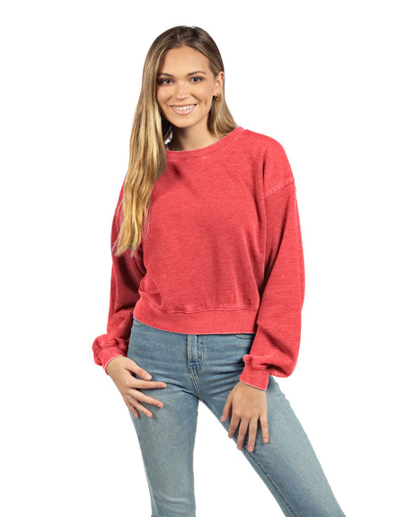 Chicka-d Ladies' Burnout Campus Crop Sweatshirt chicka-d