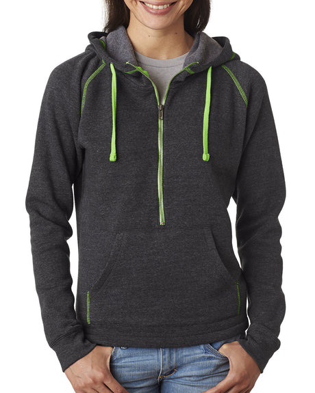 J America Ladies' Triblend Half-Zip Fleece Hood J America