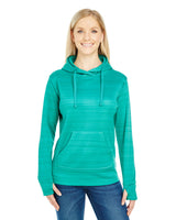 J America Ladies' Odyssey Striped Poly Fleece Lapover Hood J America