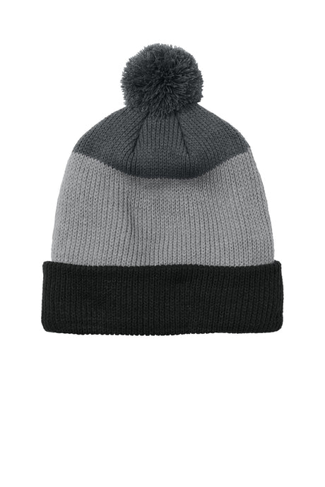 Port Authority Cozy Striped Pom Beanie C979 Mens Apparel Hat & Caps