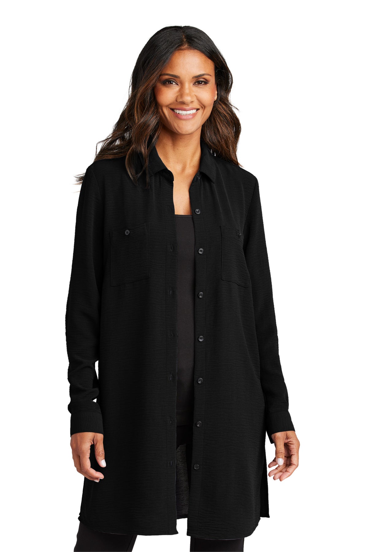 Port Authority Women's Textured Crepe Long Tunic LW715 Womens Apparel Shirts & Tops