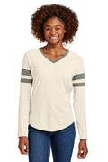 Sport-Tek Women's Halftime Stripe Long Sleeve V-Neck Tee LST6043 Womens Apparel Shirts & Tops
