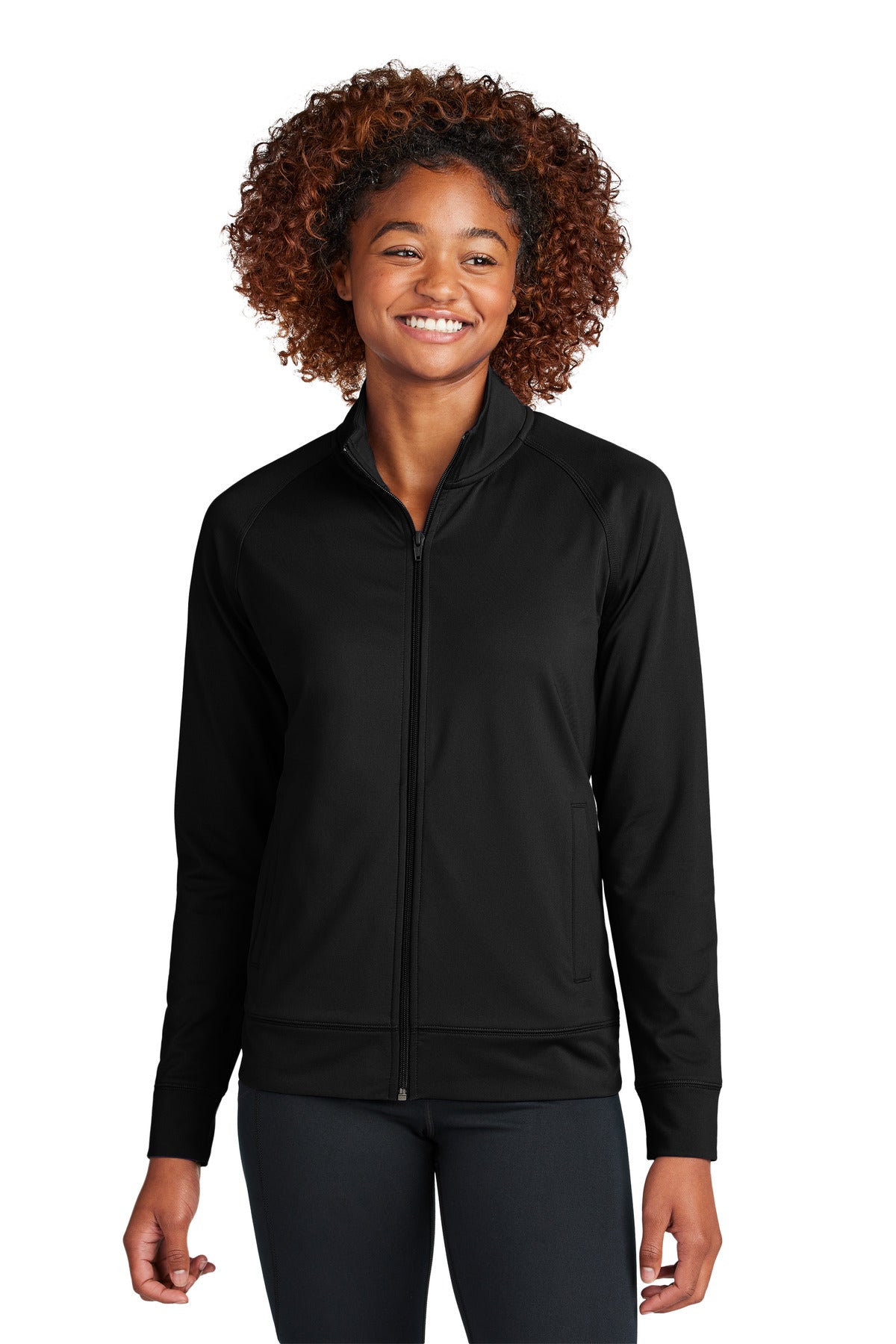 Sport-Tek Women's Sport-Wick Stretch Full-Zip Cadet Jacket LST857 Womens Apparel Shirts & Tops