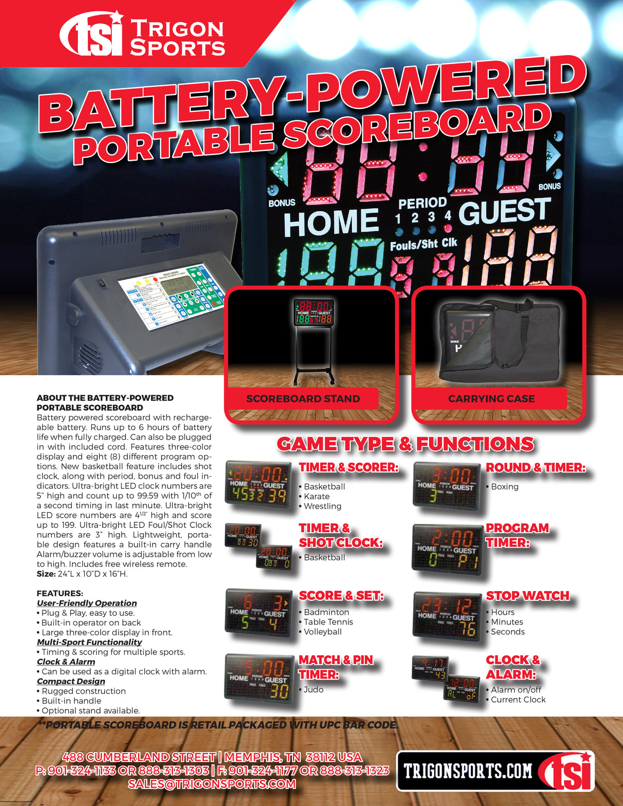 Trigon Sports Battery Operated Multi-Sport Scoreboard & Timer Sports Field Equipment All