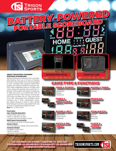 Trigon Sports Battery Operated Multi-Sport Scoreboard & Timer Sports Field Equipment All