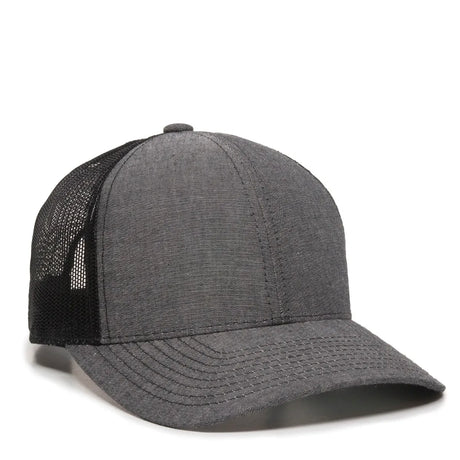 Outdoor Cap MBW-800CB Cotton Chambray Structured Trucker Hat Unisex Accessories Hats & Caps