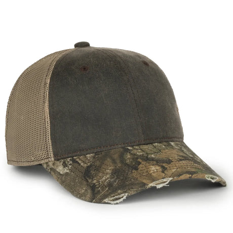 Outdoor Cap HPC-500M Brown/ Tan/ Realtree Apx Structured Trucker Hat Unisex Accessories Hats & Caps