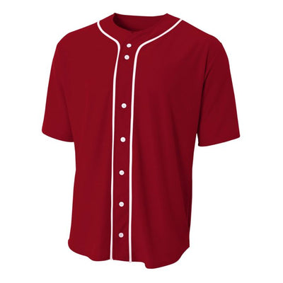 A4 Men's Short Sleeve Full Button Baseball Jersey