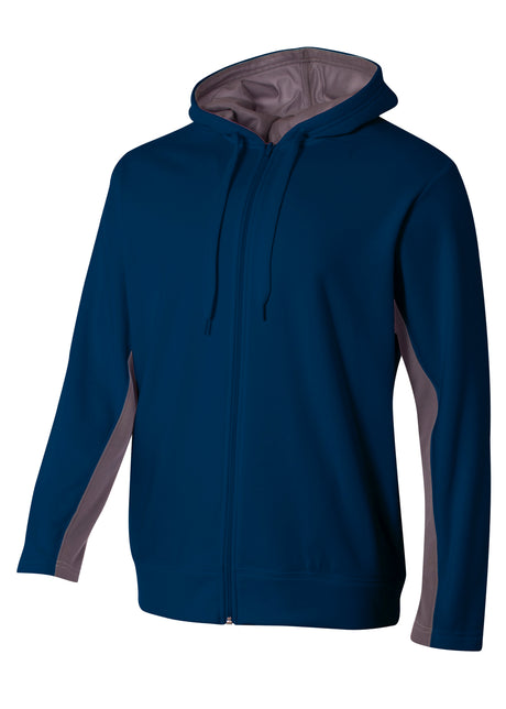 A4 Mens Full Zip Color Block Fleece Hoodie A4