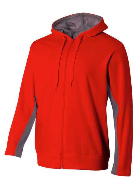 A4 Mens Full Zip Color Block Fleece Hoodie A4