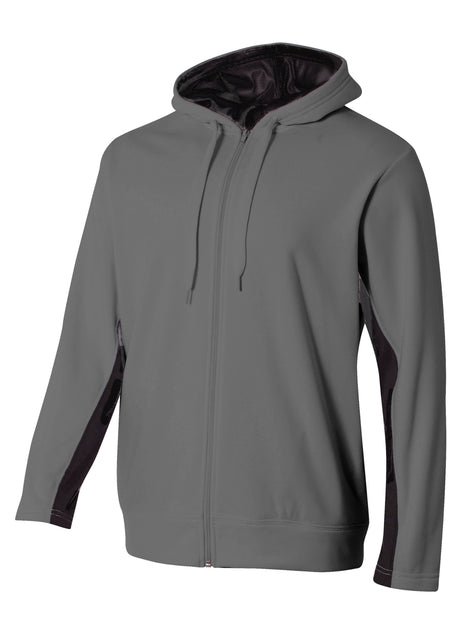 A4 Mens Full Zip Color Block Fleece Hoodie A4