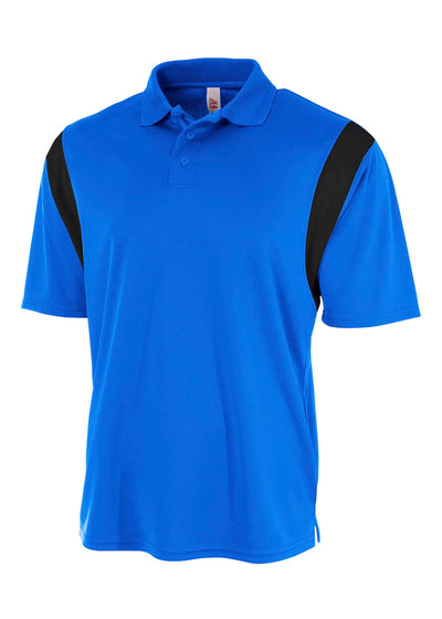 A4 Mens Color Block Polo with Knit Color