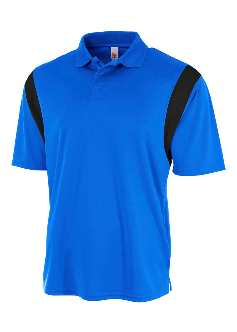 A4 Mens Color Block Polo with Knit Color
