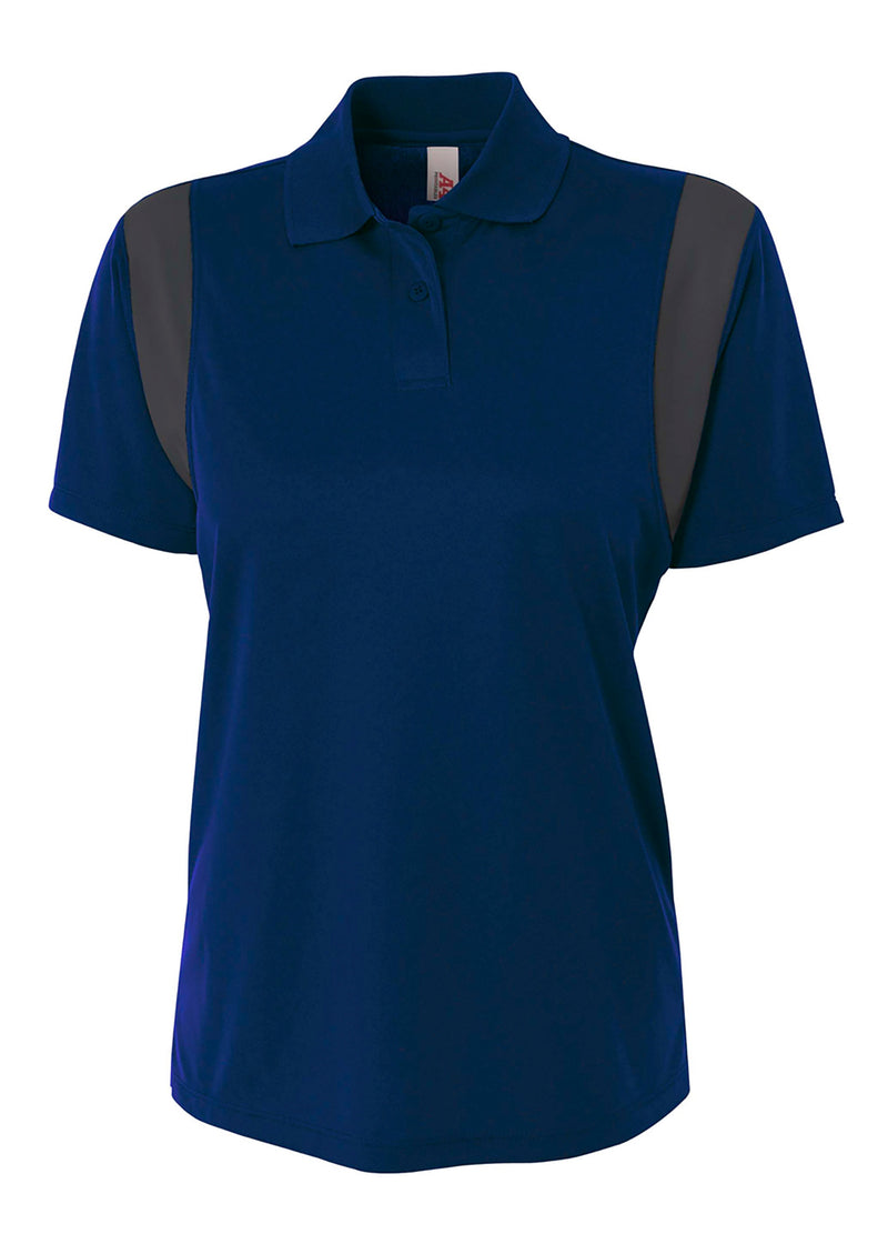 A4 Womens Color Block Polo with Knit Color