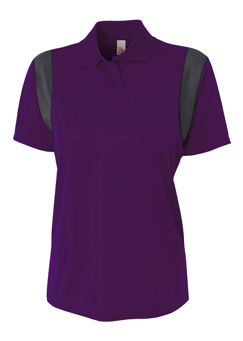 A4 Womens Color Block Polo with Knit Color