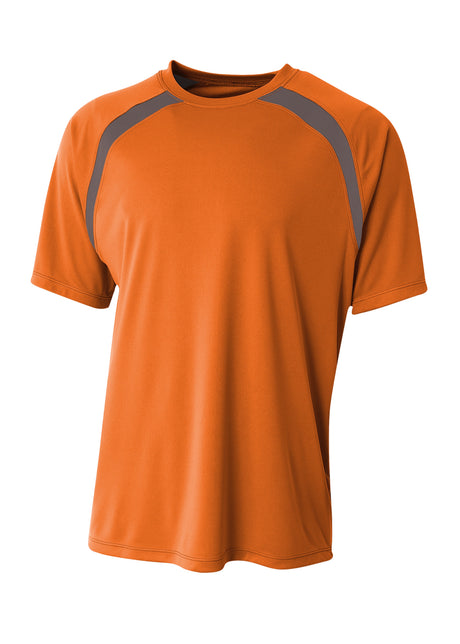 A4 Mens Spartan Short Sleeve Color Block Crew A4