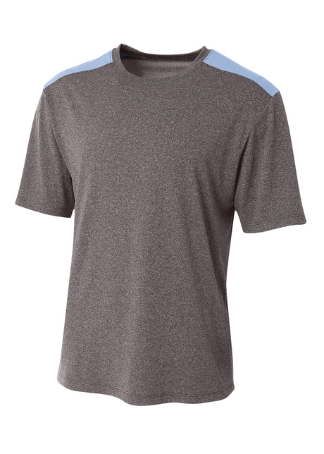 A4 Mens Tourney Heather Short Sleeve Color Block A4
