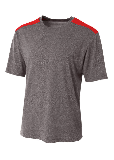 A4 Mens Tourney Heather Short Sleeve Color Block A4