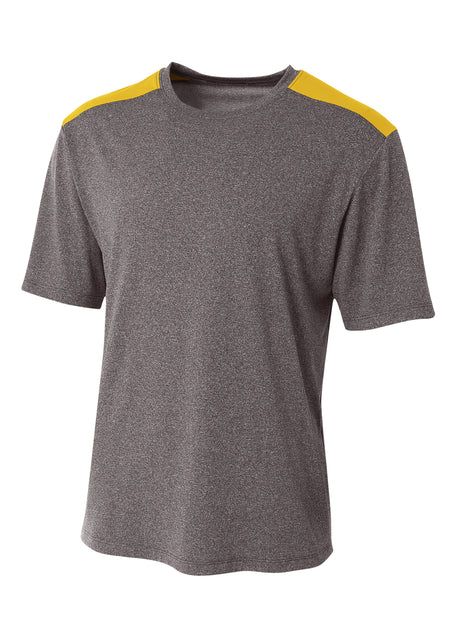 A4 Mens Tourney Heather Short Sleeve Color Block A4