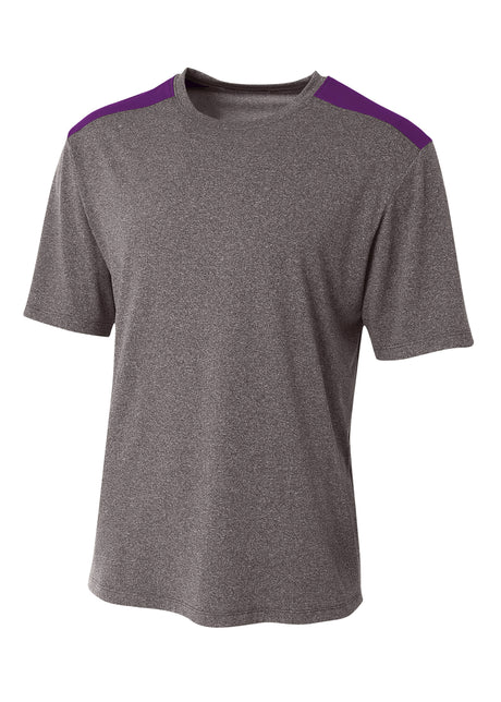 A4 Mens Tourney Heather Short Sleeve Color Block A4