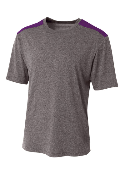 A4 Mens Tourney Heather Short Sleeve Color Block