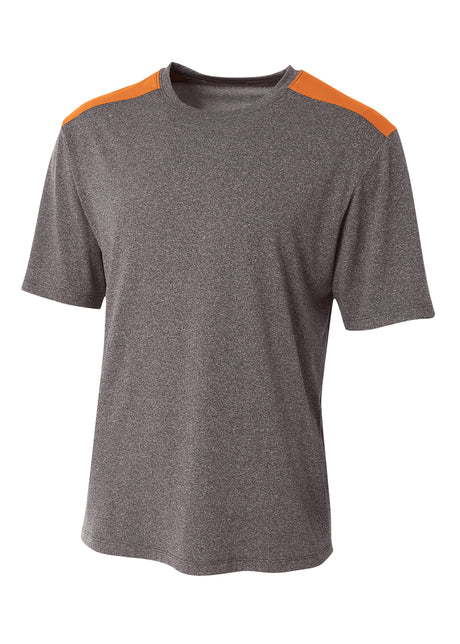 A4 Mens Tourney Heather Short Sleeve Color Block A4