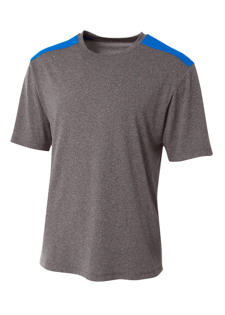 A4 Mens Tourney Heather Short Sleeve Color Block A4