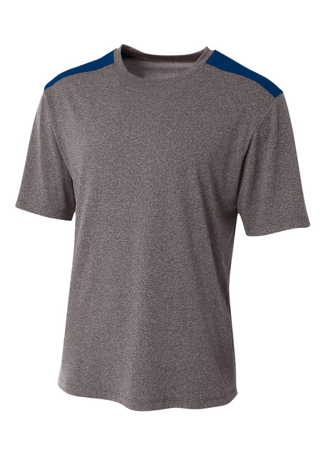 A4 Mens Tourney Heather Short Sleeve Color Block A4
