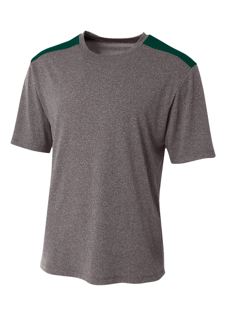 A4 Mens Tourney Heather Short Sleeve Color Block A4